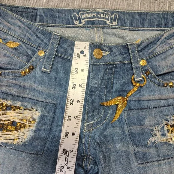 Robin's Jean Blue Straight Leg Jeans with Gold Accents - Picture 5 of 15